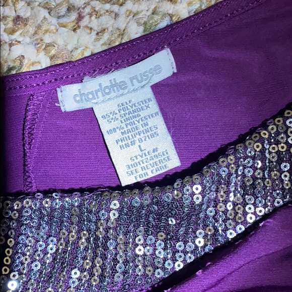 Single sleeved fitted sequin top - Picture 4 of 6